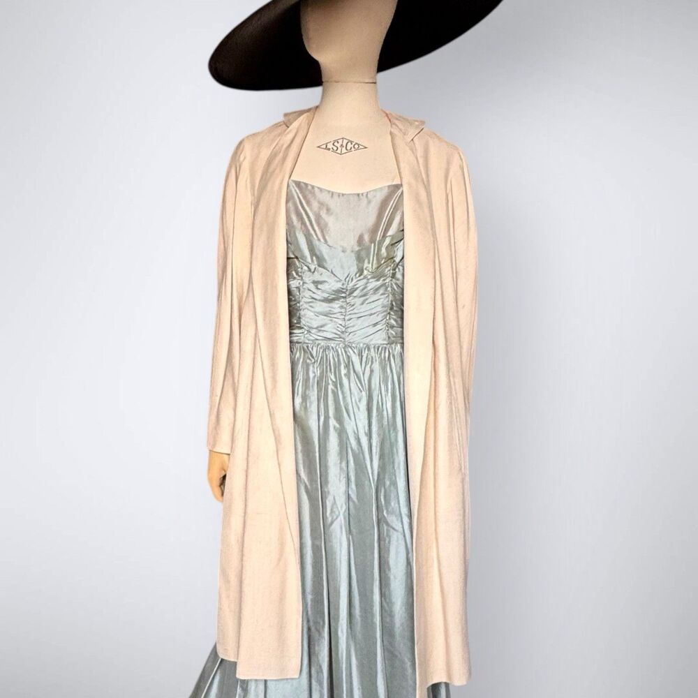 1960’s Cream Silk Duster Jacket Draper’s Boutique Pasadena ILGWU  Coat Small